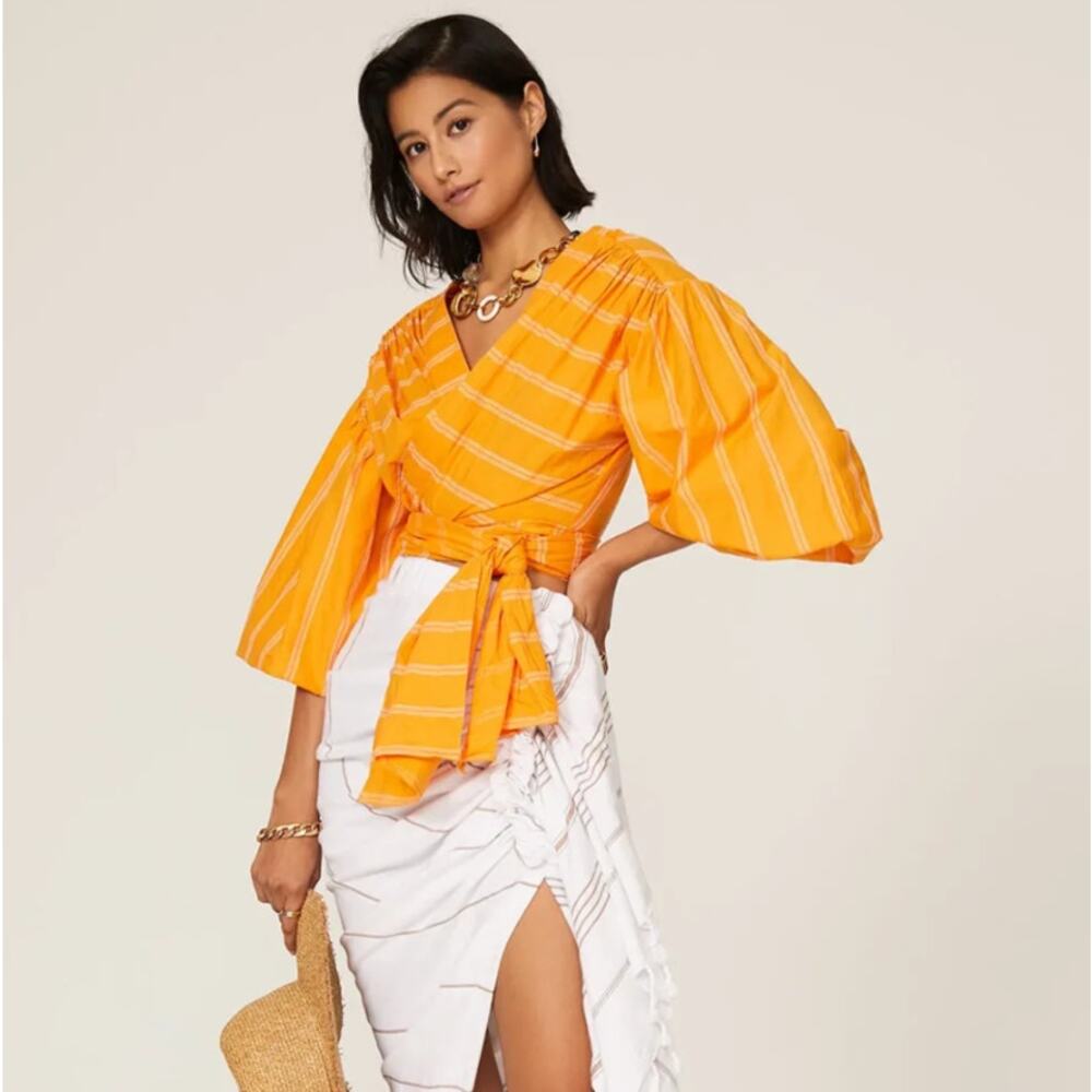Acler Yellow Striped Wrap Blouse
